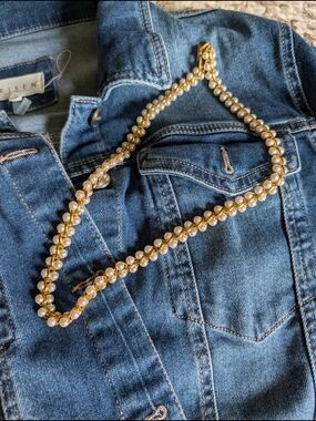Pearl-Trim Gold Chain Necklace - Ivory Pearls